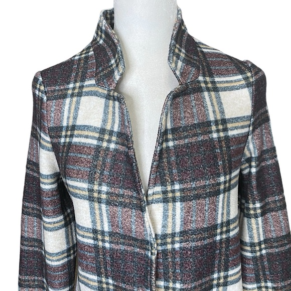 VERO MODA Katrine Brushed Fleece Buffalo Plaid Overcoat Jacket Lightweight Sz L - Picture 3 of 7